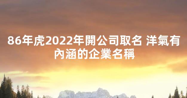 86年虎2022年開公司取名 洋氣有內涵的企業名稱